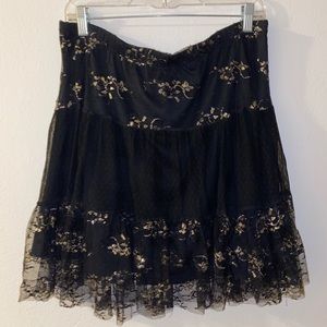 Anthropologie Tulle Black & Gold Skirt Sz. L NWT